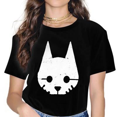 Stray Game Cat White T Shirt Grunge Women's Tees Summer Harajuku O-Neck Polyester TShirt
