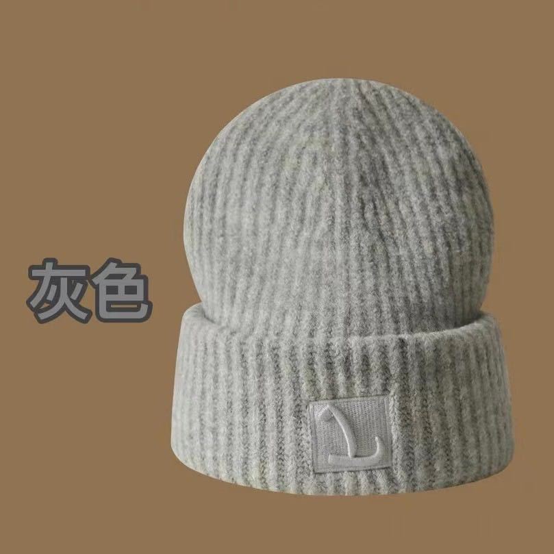 Hat big head wool hat women's season new loose warm pile cold hat big face show face ear protection knitting
