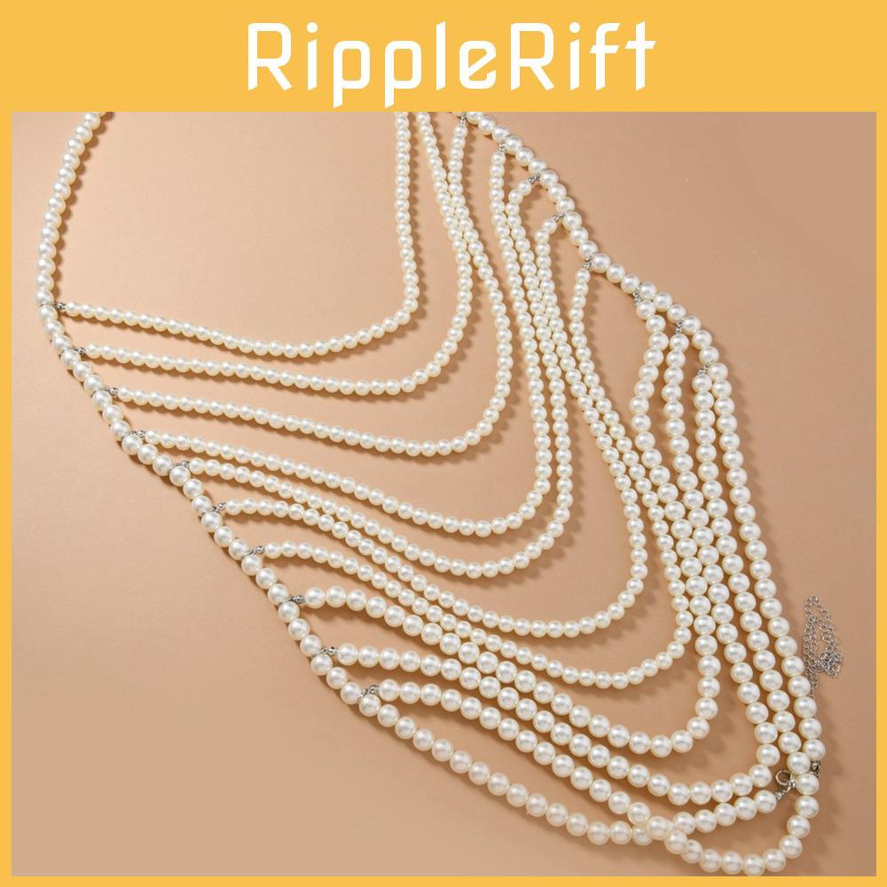 Boho Body Chain Necklace With Faux Pearl Beads For Fashion Women