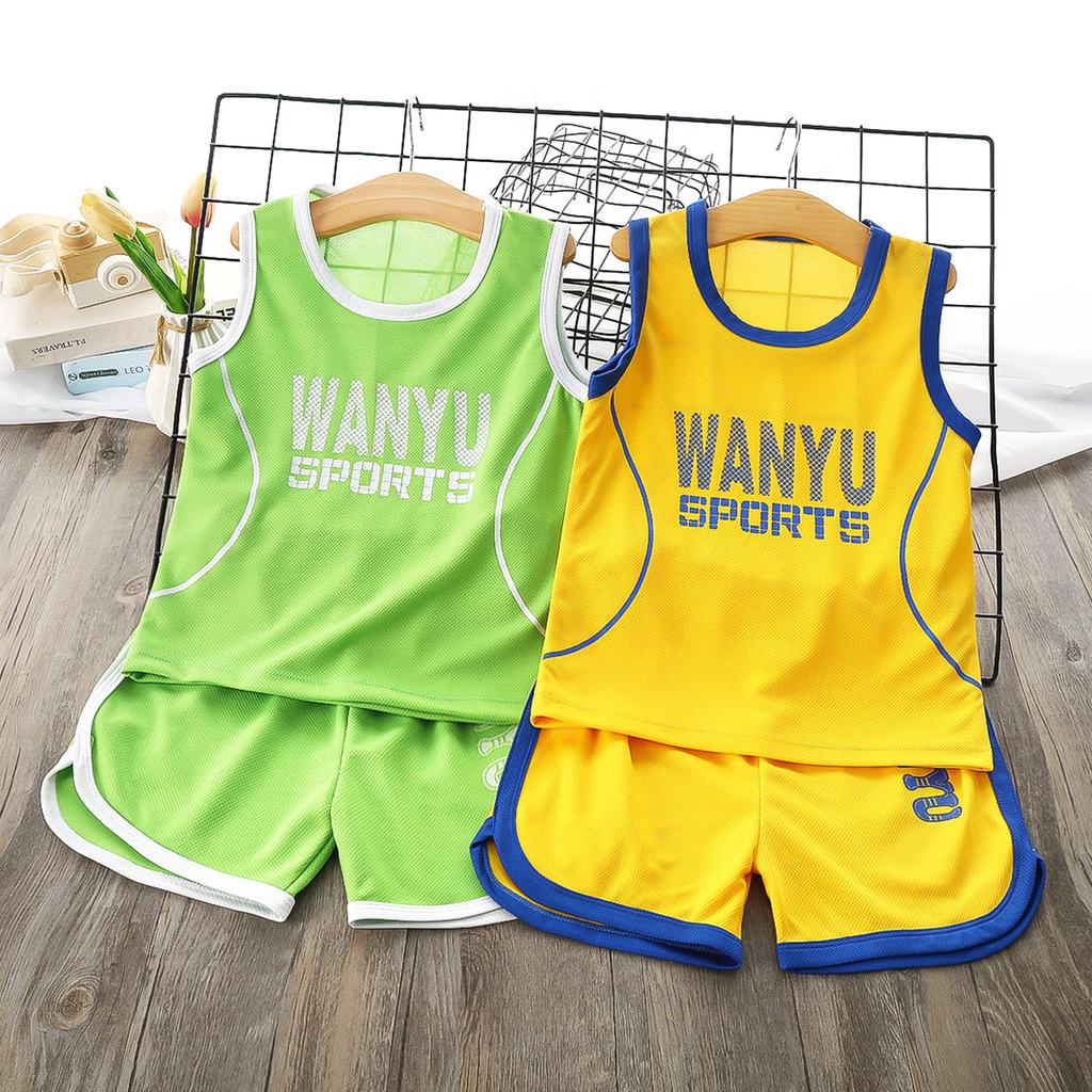 Cheap Children's Vest Set Sleeveless Shorts Children's Set Sports Fast