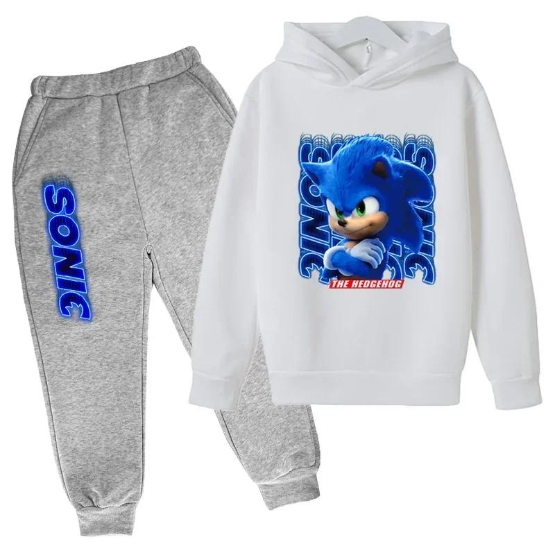 2025 MINISO New Cartoon Sonic Îmbrăcăminte Toamna și Iarna Copiilor Haine Cu Mânecă Lungă Costum Copiilor Sport Hanorac Costum Set