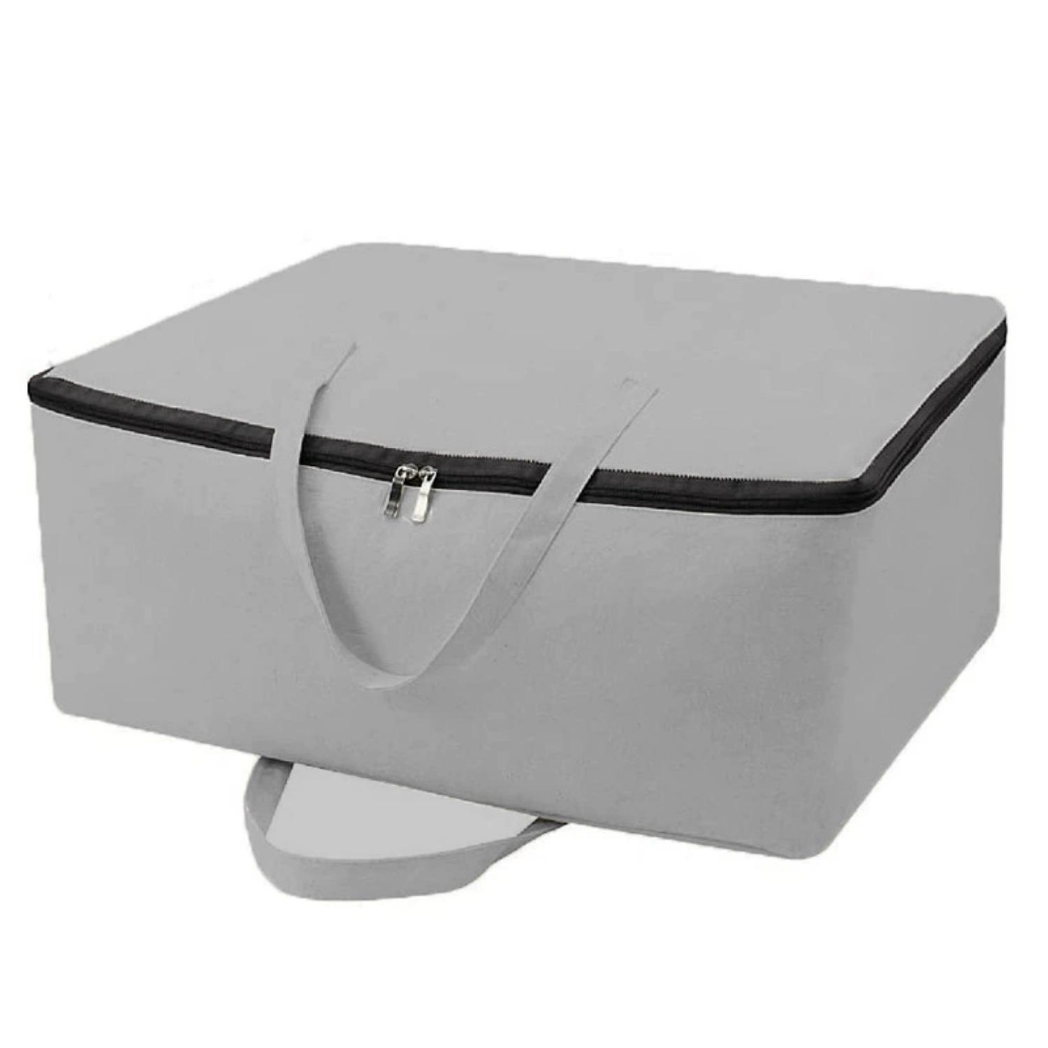 

Дихаючі полотняні бавовняні м які сумки для зберігання з ручками на блискавці з 3 сторін, органайзер для постільної білизни, светрів, одягу в гардеробі сірий