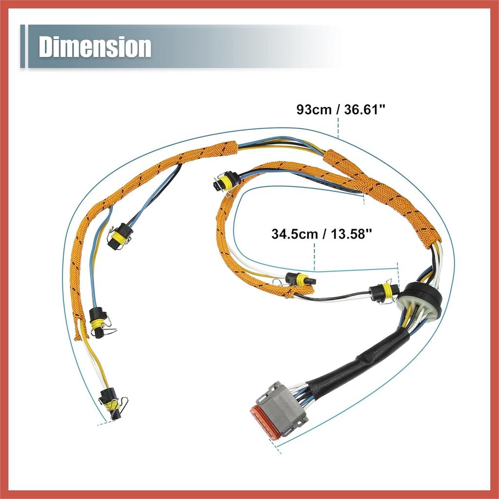 ACROPIX Engine Fuel Injector Wiring Harness for CAT for Caterpillar C7 Engine Excavator 2225917 Fuel Injector Wiring Harness Assembly Car Parts