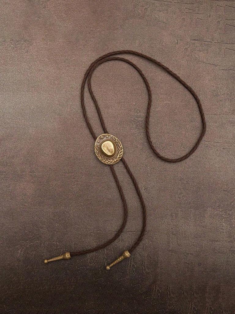 1pc Retro Vintage Copper/Silver Unisex Bolo Tie Necklace, Fashion Personalized Accessory Suitable For Daily Wear, Gift