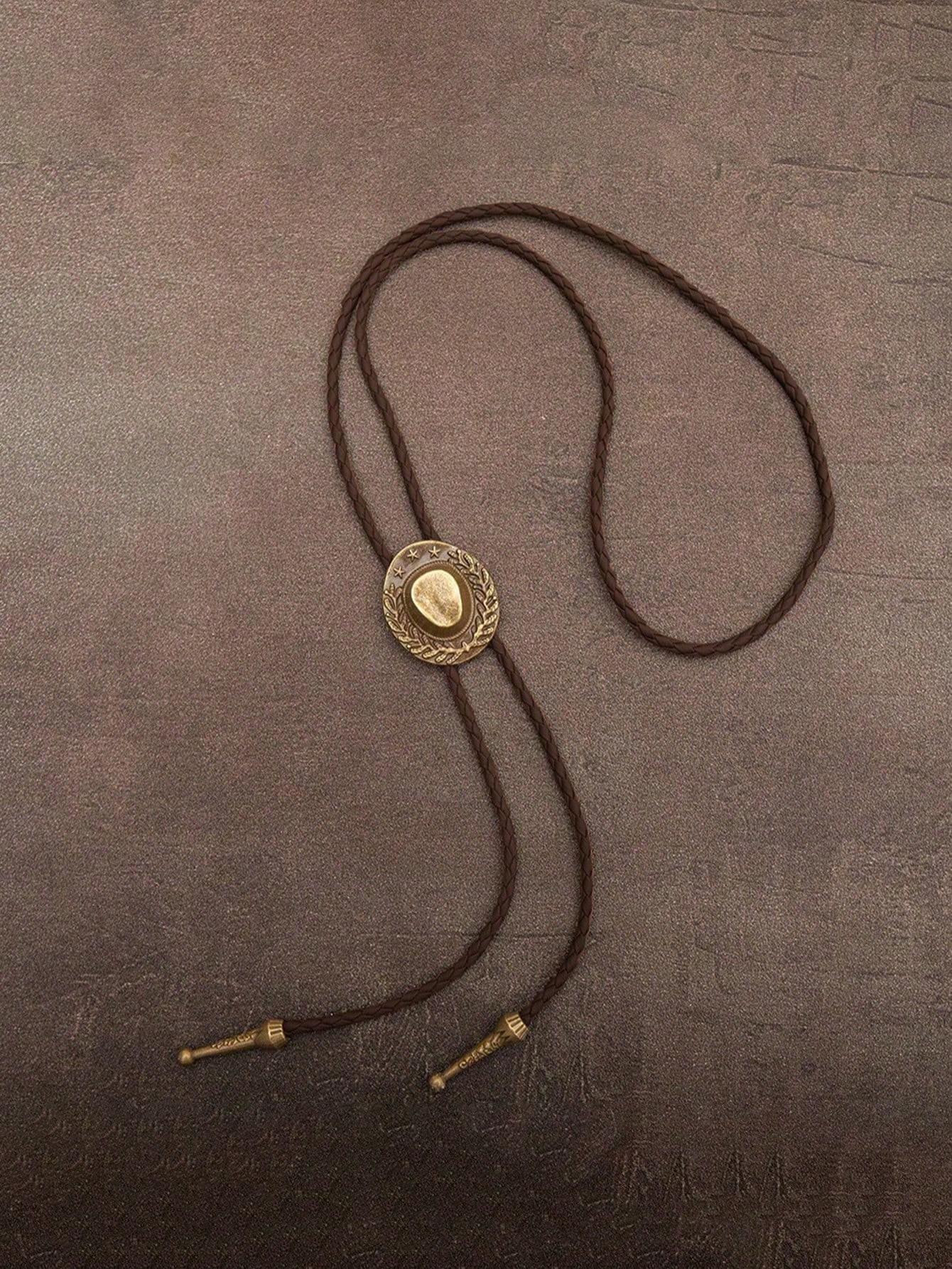 

1 шт. Ретро Винтажный Медный/Серебряный Унисекс Галстук Боло Ожерелье, Модный Персонализированный Аксессуар Подходит Для Повседневной Носки, Подарок