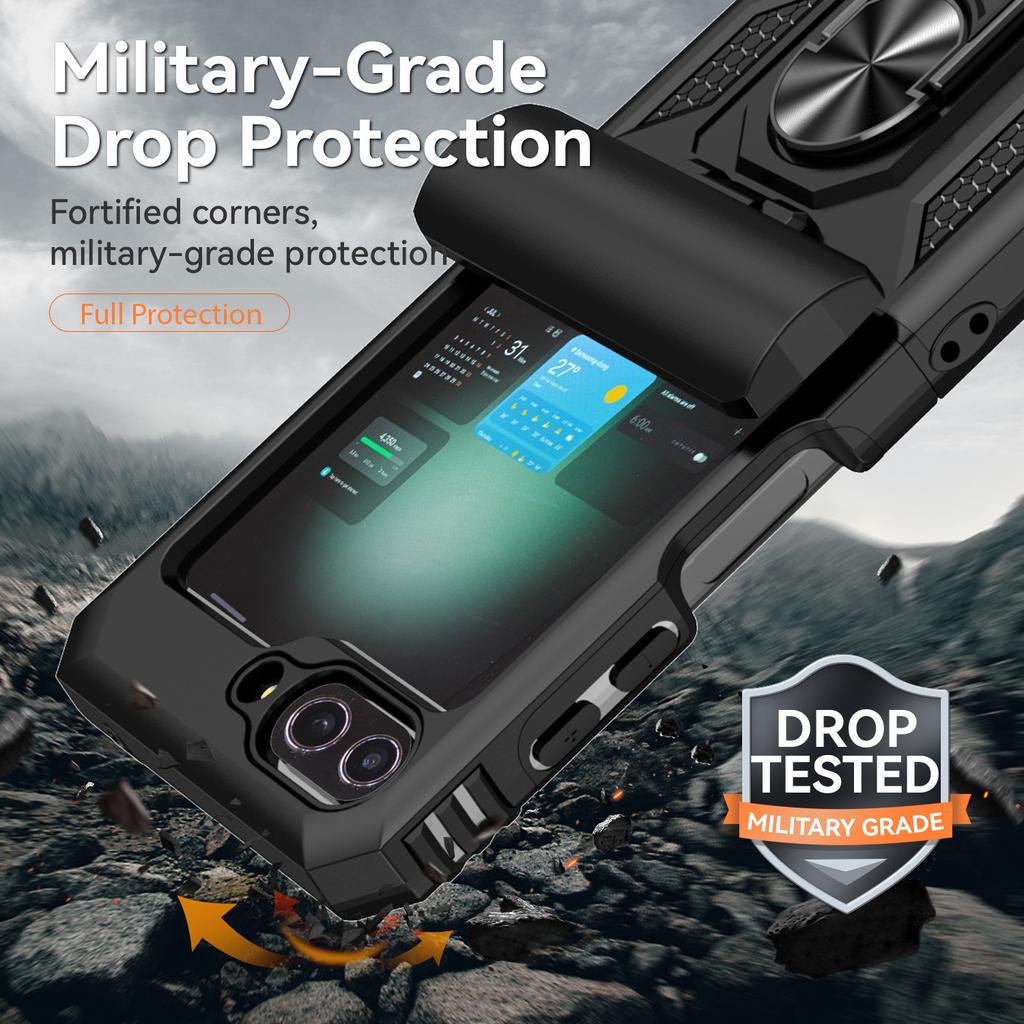 For Samsung Galaxy Z Flip7 FE 5G/Z Flip6 5G Case Lens Protection PC TPU Phone Cover Anti-Drop Ring Holder