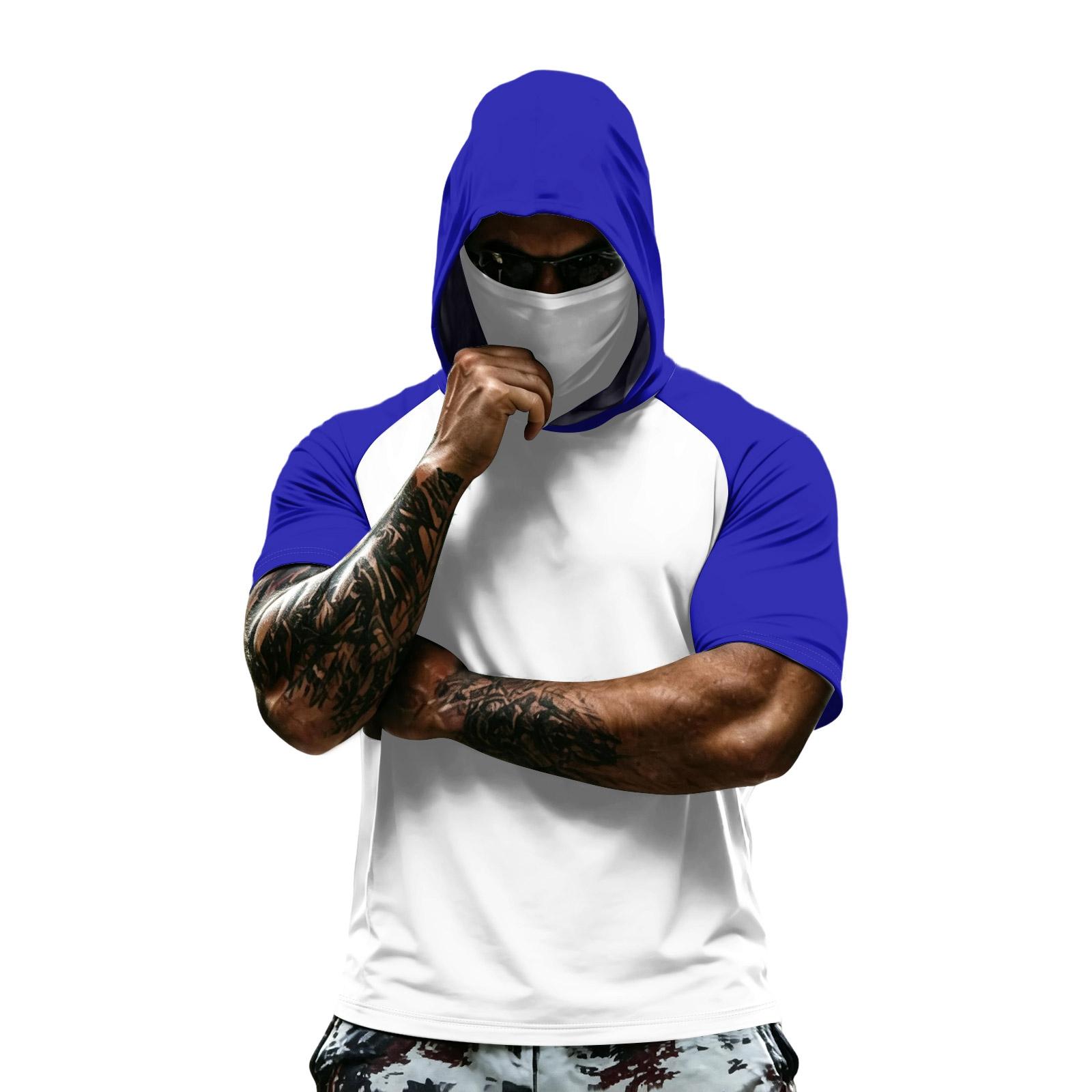 

Men’s Hooded Raglan Sleeve Short Sleeve Athletic T-Shirt Lightweight Pullover for Sports and Daily Wear XXL