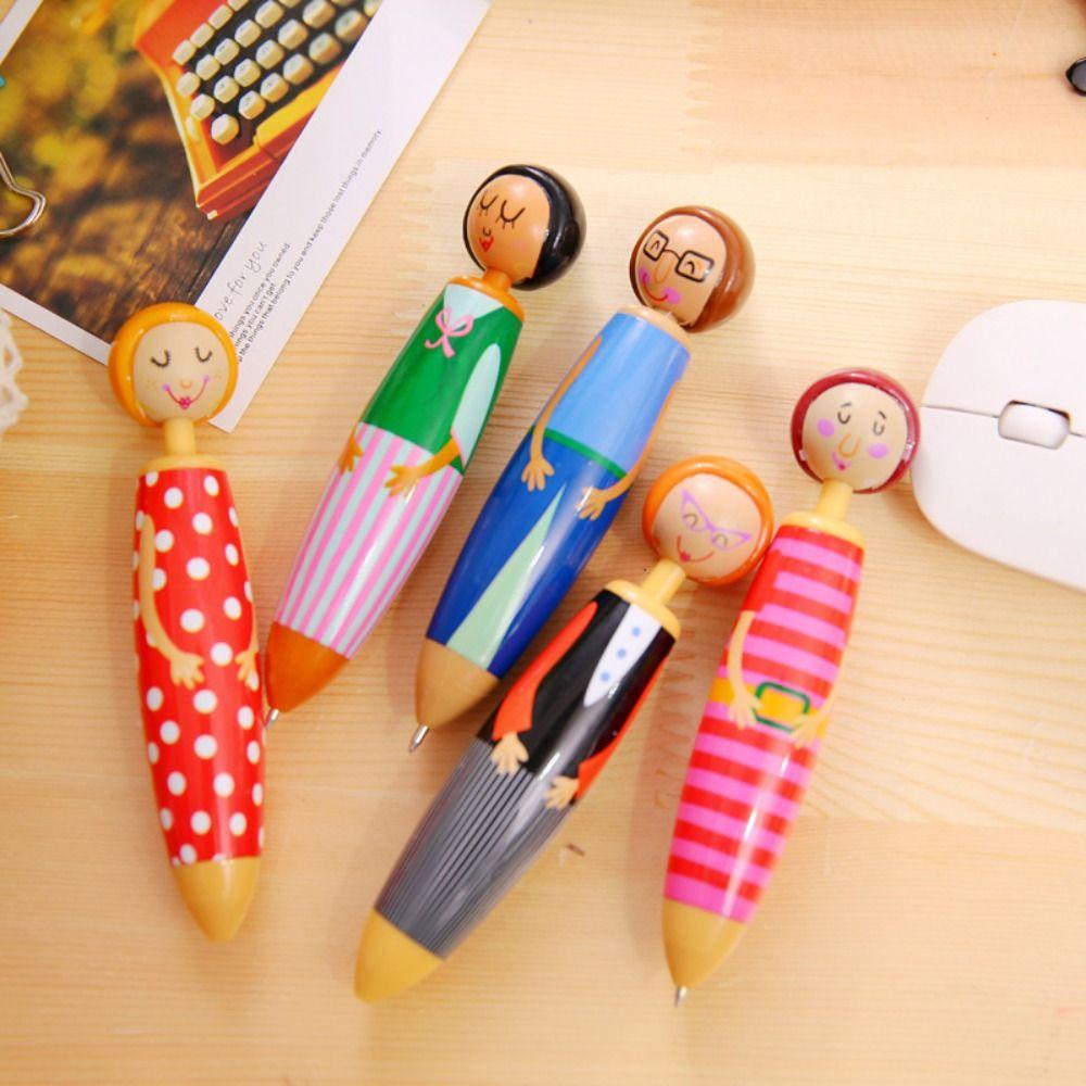 5Pcs/bag Stationery Ballpoint Pen Cartoon Doll Pen New Neutral Pen