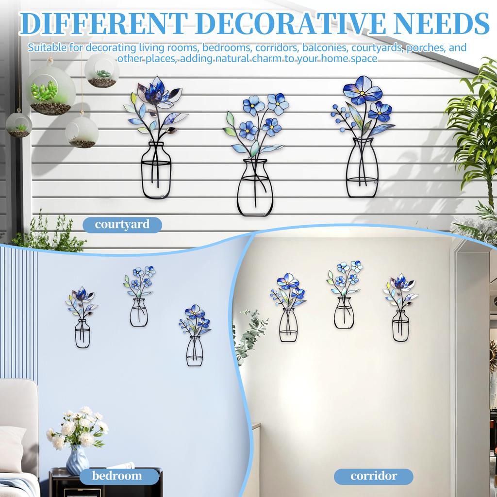 Metal Flowers Wall Decor Home Decor Metal Wall Art Decor Decorations for Living Room Porch Bedroom Decoration Christmas Gifts