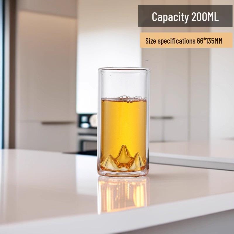 Double-Layer High Borosilicate Glass Tea Cup - Heat-Resistant, Wide Mouth, Straight Tube Design