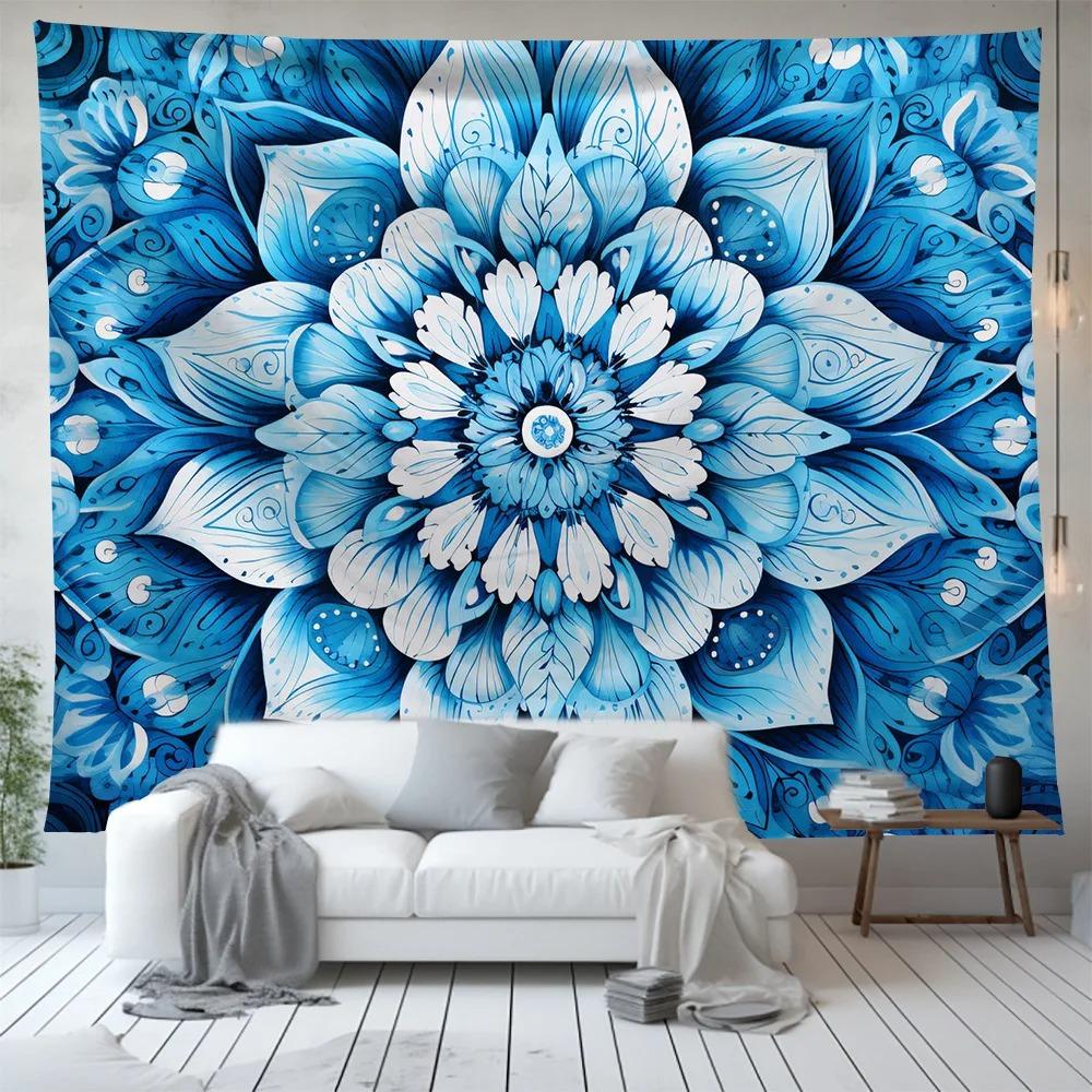 Blue Magic Circle Pattern Decoration Bedroom Living Room Tapestry Home Wall Decoration Tapestry