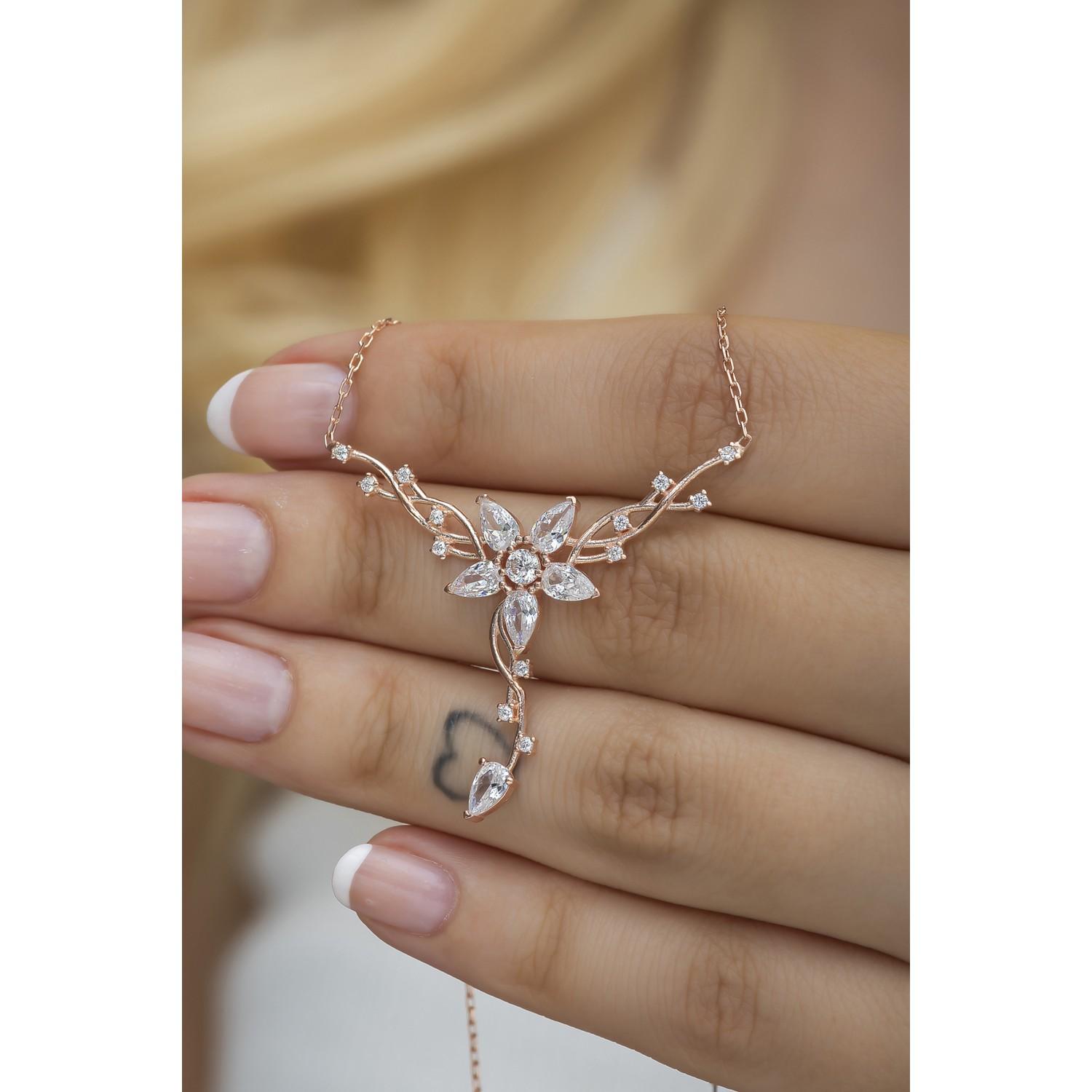 

925 стерлингового серебра Rose Ivy Model Star Подробное ожерелье
