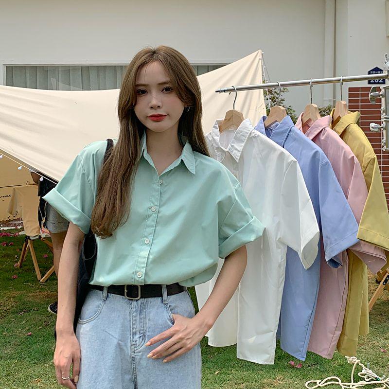 

Women s Short-Sleeve Summer Thin French Retro Chic Top M