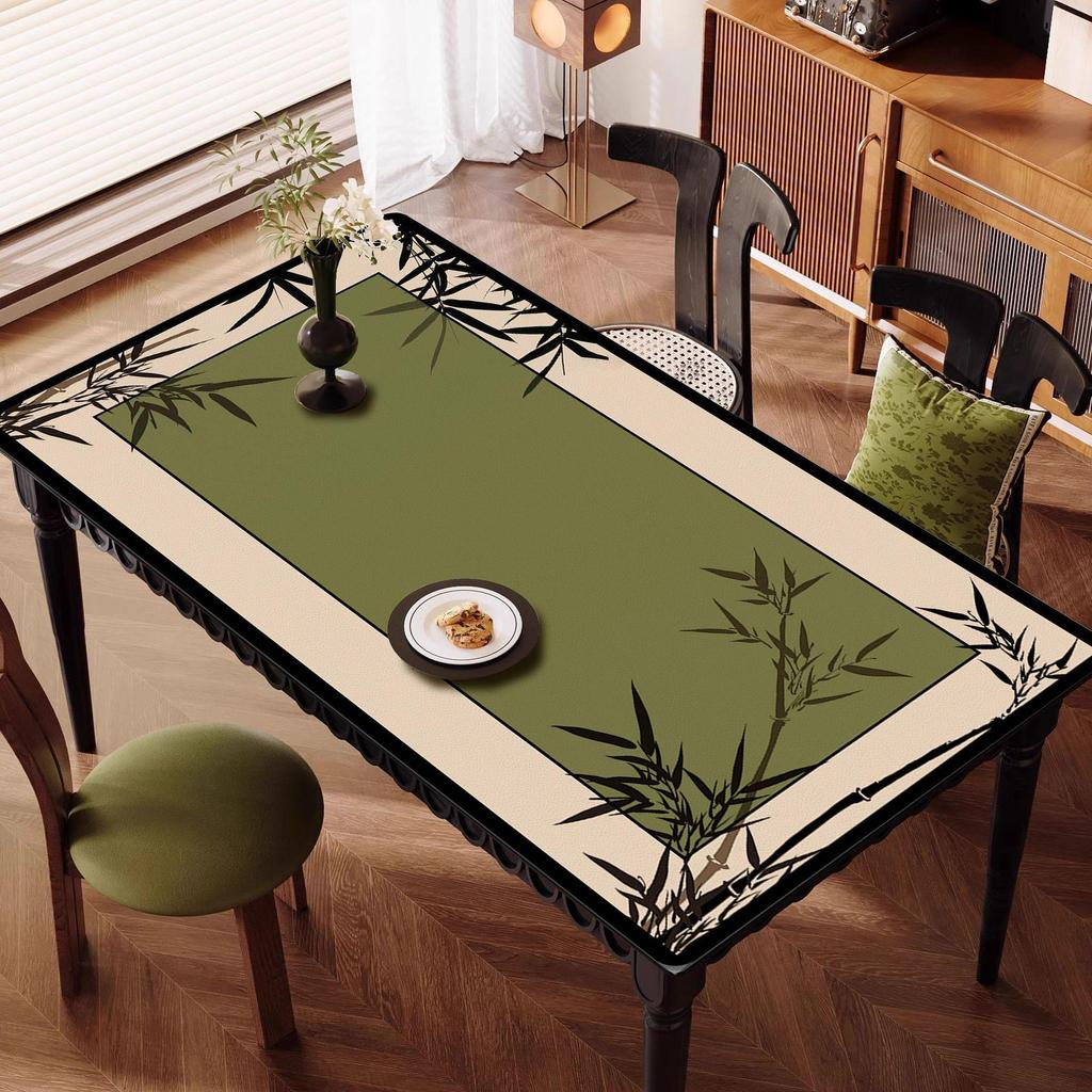 New Chinese Style Oil-Proof Waterproof Scald-Proof Leather Dining Table Mat