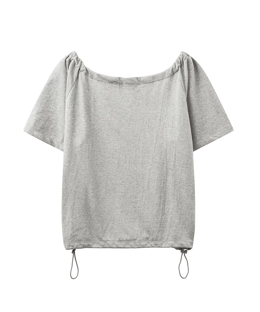 Lense Drawstring Off Shoulder Tee Melange Gray