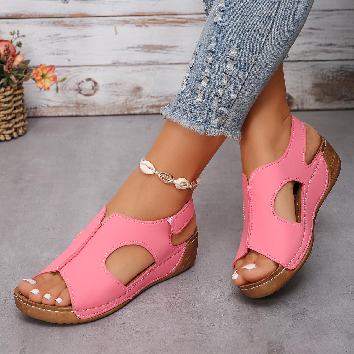 

Women Wedges Sandals 2025 Summer New Elegant Outdoor Sandals for Women Walking Soft Female Footwear Sandals Zapatos 43 розовый