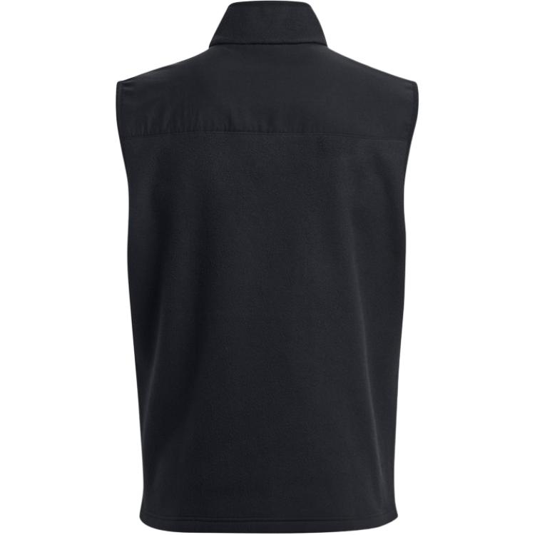 Under Armour UA Microfleece Maxx Vest Solid Color Zip Stand Collar Men Vest Black 1379918001