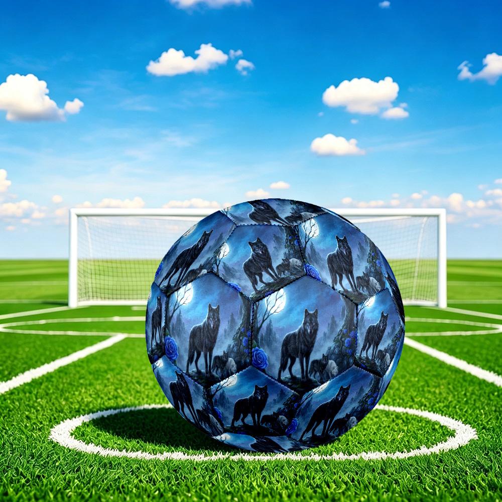 1pc Wolf Moon Night Theme Soccer Ball Football, Size 5, Lightweight PVC, Outdoor Training Soccer Ball,Gift J61438