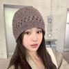 Japanese hollow knitted hat women's autumn and winter new versatile face small pile hat warm wool hat cold hat