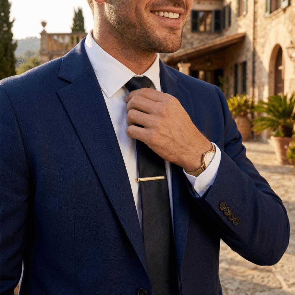 Formal Exquisite Tie Clip Simple Fashion Tie Clasp Textured Copper Gentleman Tie Pin Wedding Ceremony