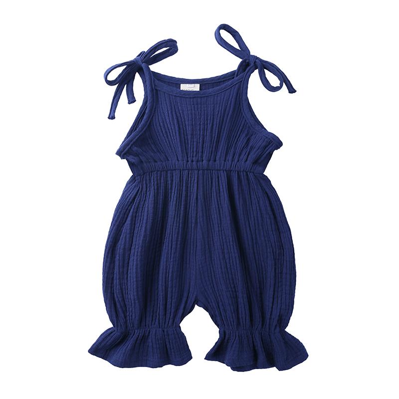 Summer  Soft Toddler Kid Overalls Romper Baby Girl Jumpsuits Solid Cotton Linen Newborn Clothes Infant Sleeveless Bodysuit