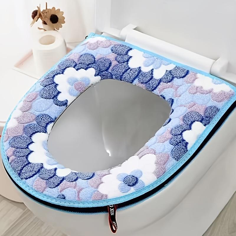1pc Plush Toilet Seat Cover Thickened Autumn & Winter Comfort Warmer Washable Mat Cover Pad Cushion Seat