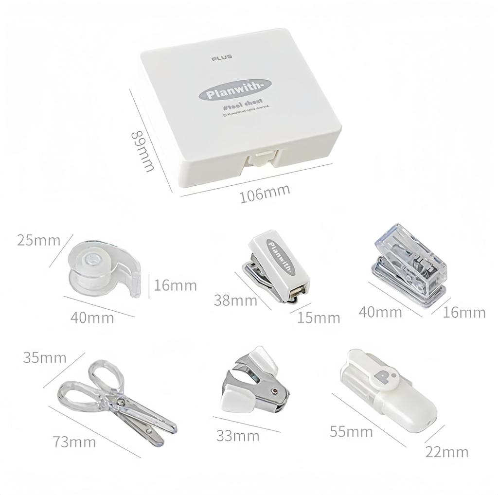HannaFires Mini Office Stationery Kit Includes Storage Case for Portable and Efficient Work and White 8-Piece - Study,
