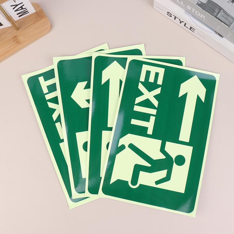 Hot Glow In Dark Exit Signs Luminous Security Stickers Wall Safety Adhesive Fire Evacuation Directional Night Visibility Signage