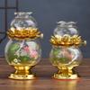 Buddha Offering Lamp, Transparent Glass Lotus Lamp, Buddha Heart Sutra Butter Lamp, Household Use, Prayer, Buddha Tools
