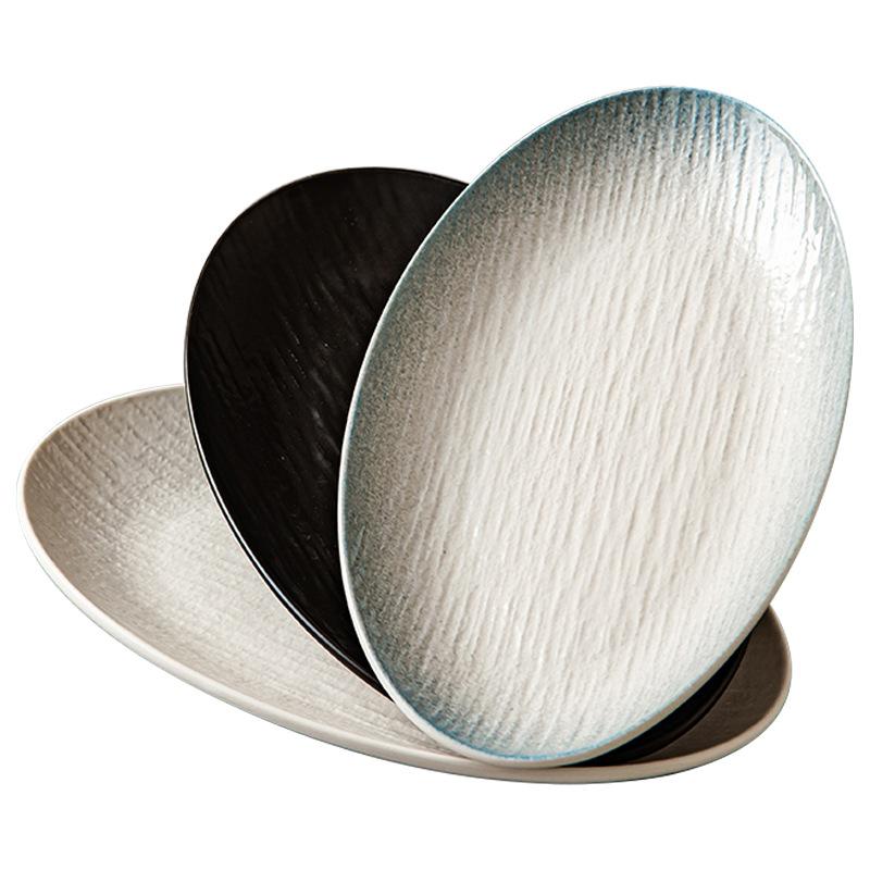Underglaze Color Nordic Style Hotel Fish Plate Home Steamed Fish Plate Oversized Oval Commercial Tableware Creative Hotel Porcelain