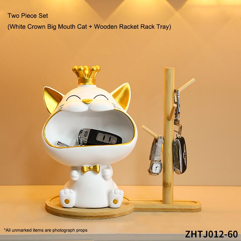 Krone Großer Mund Katze Ornament Freudvolle Reichtum Anziehung Katze Schlüsselaufbewahrung Ornament Haus Schreibtisch Dekoration Einweihungsgeschenk
