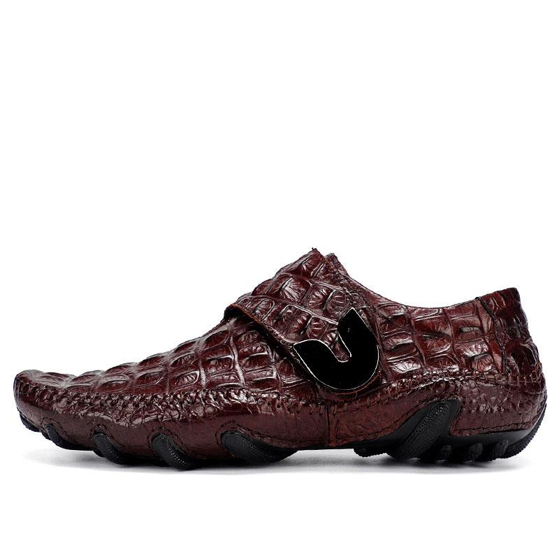 Mode Luxus Fahrschuhe Herrenschuhe Echtleder Schuhe Loafer Rindsleder Krokodilmuster Spange Freizeitschuhe Zapatos Hombre