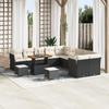 vidaXL 13-Piece Garden Sofa Set with Cushions Black Poly Rattan Acacia 3361545