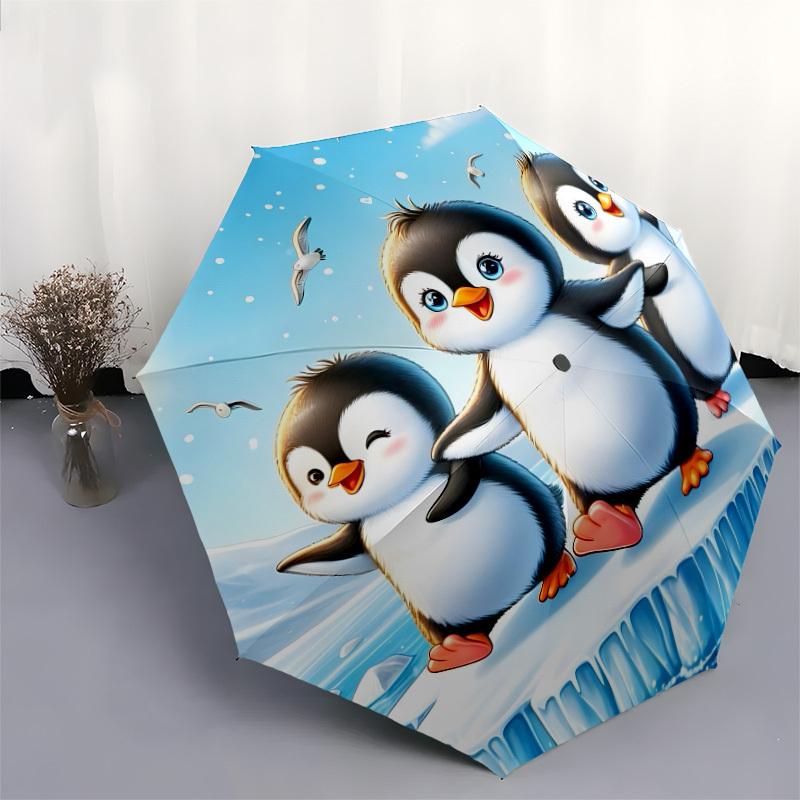 1pc Penguin Island Adventure Umbrella with Plastic Handle,Suitable for All Seasons Home Travel Outdoor UmbrellaDD1209