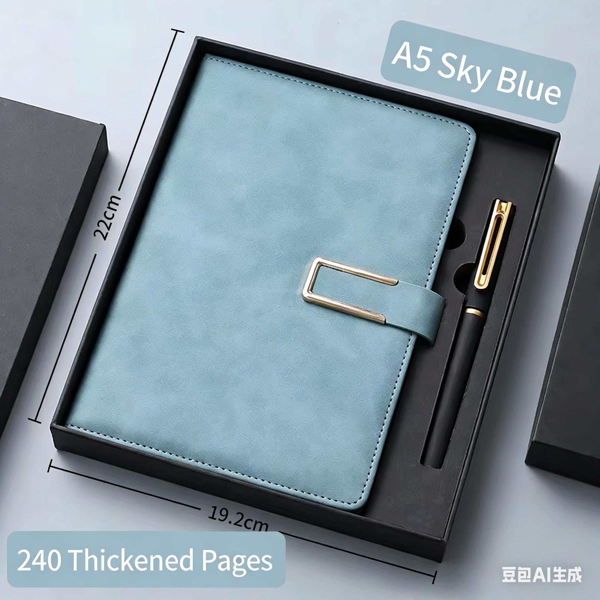Spiral Bound Thread Sewing Magnetic Leather Notebook A5 Size with PP Saddle Stitching Loose-leaf Binding Gift (as the picture,120 Pages)