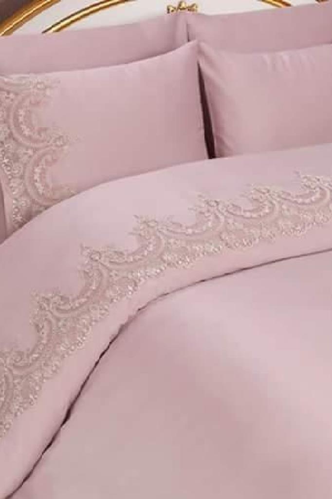 Franse guipure Sultans dekbedovertrekset - poeder