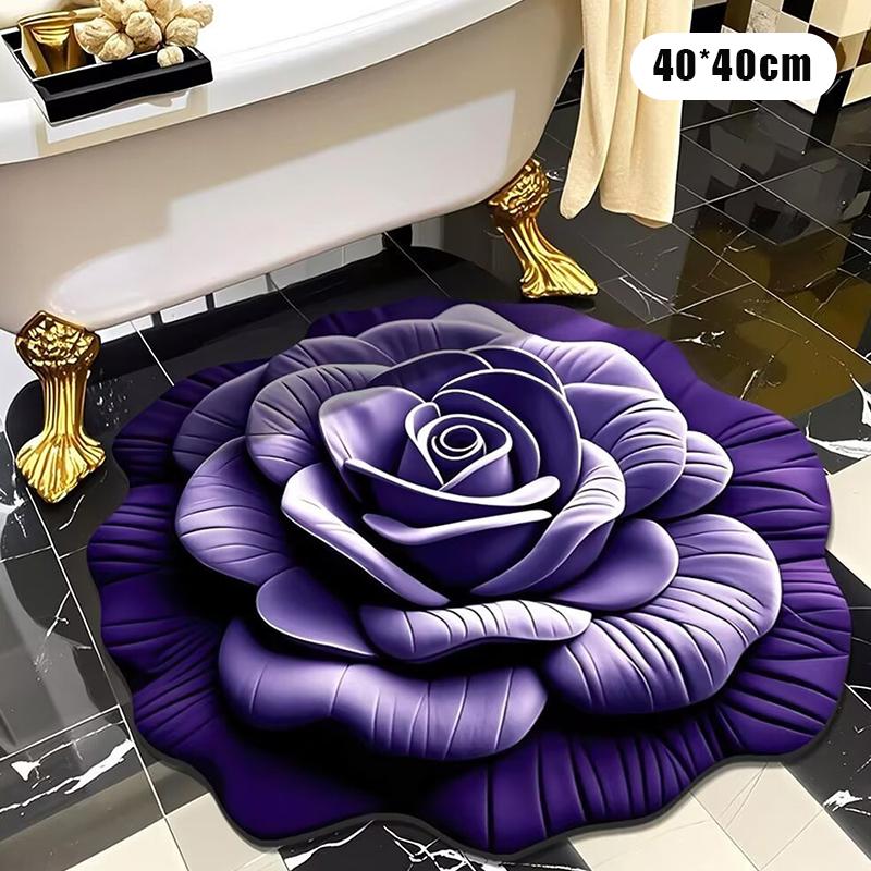 New Flower Carpet Special-Shaped Soft Peony Floor Mat Durable 40X40Cm Non-Slip Absorbent Bathroom Floor Mat