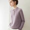 Women's 100% Pure Cashmere Lapel Sweater, Loose Fit, Long Sleeve Knitwear Top for Autumn/Winter