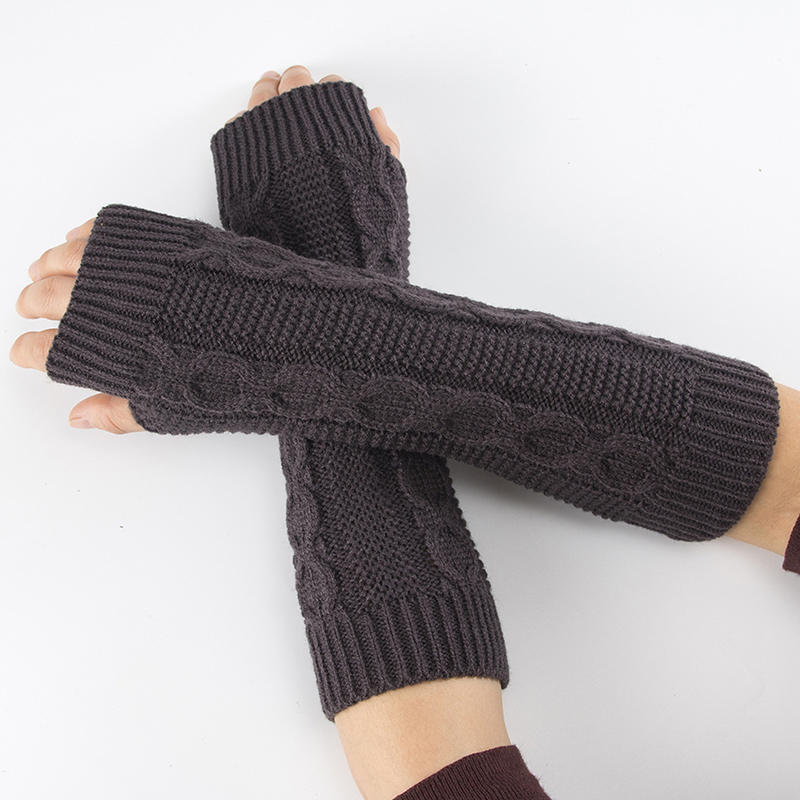 Knitted Long Fingerless Mittens Glove Arm Warmer Stretchy Mitten Unisex Crochet Half Finger Long Gloves Hot Selling
