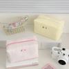 Small Rose Knitted Cotton Octagonal Makeup Storage Bag With Waterproof Design For Daily Use