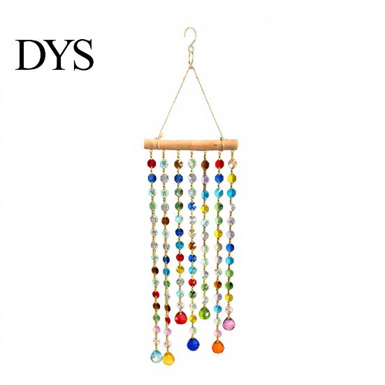 Garden Porch Hanging Pendant Crystal Suncatchers, Window Crystals Suncatcher, Colorful Glass Beads Chain Bead Decoration Wind Chimes for Outdoor Home