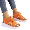 Spring and Summer New Wedge Heel Sandals Women's Flying Woven Breathable Mesh Hollow Muffin Fish Mouth Sandals