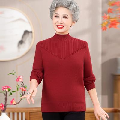 Oma Winterkleidung neuer integrierter Fleecepullover warm innen mit mittlerer und alter Winterkleidung Fleece verdicktes Strick-Unterhemd Damen