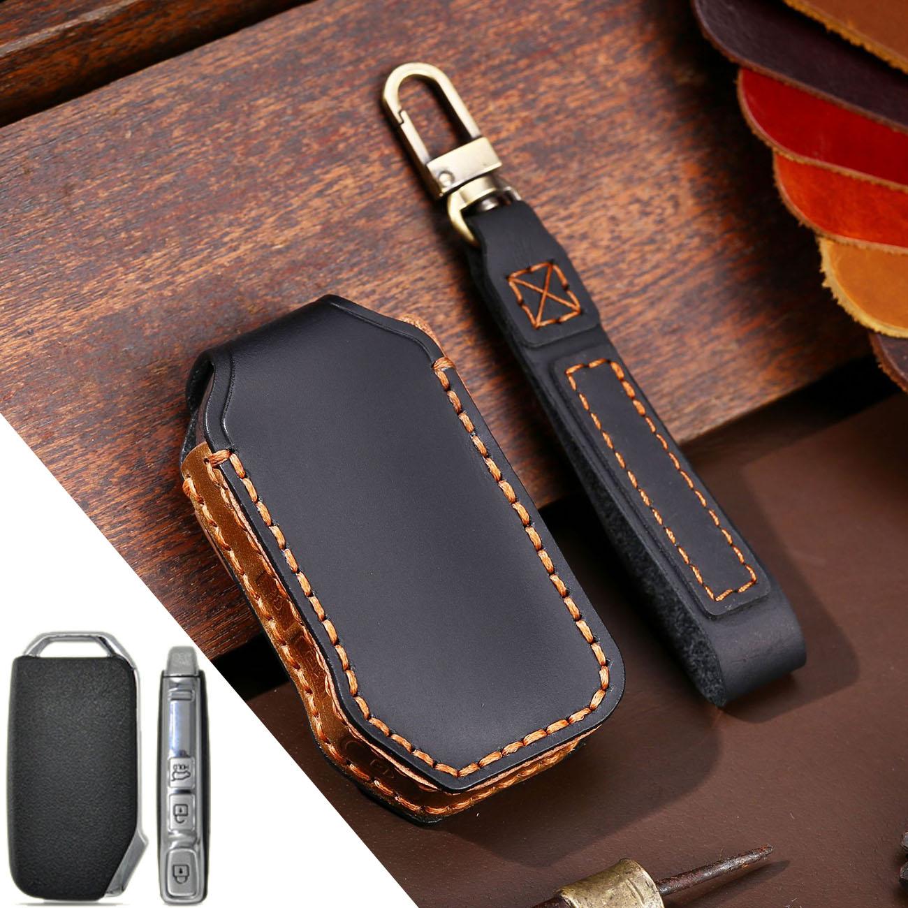 

GUSHIBEI ручной работы роскошный кожаный чехол для ключей от автомобиля для Kia с боковой кнопкой чёрный