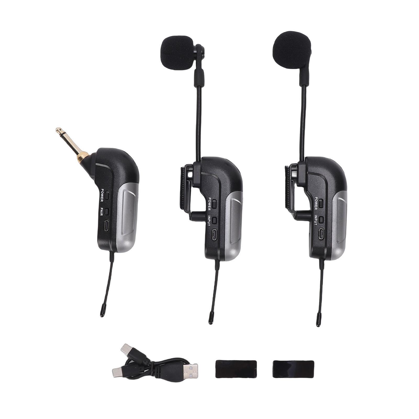 Musysh Dual Uhf Wireless Accordion Microphone 360 Degree Pickup Instrument Pick Up Mic 30M Long Range 6H Battery Life With