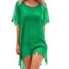 Summer Fashion Solid Color Tassel Chiffon Women Swimwear Bikini Cover Up Dress
