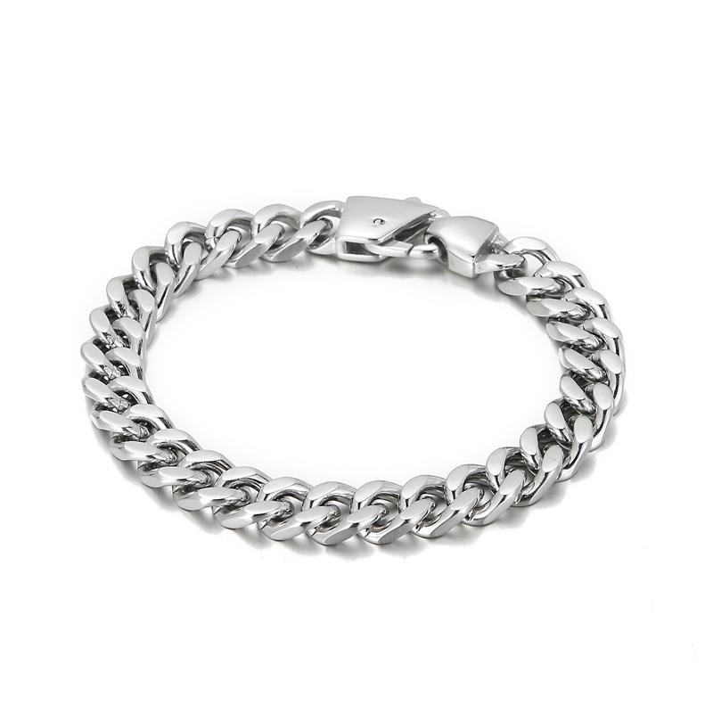 

3color 316L Stainless Steel Cuban Chain Men s Simple Bracelet Fashion Jewelry 21cm