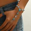 Vintage Ethnic Summer Bohemian Design Bracelet for Women Trendy Oval Cracked Imitation Turquoise Chain Ring Party Jewelry