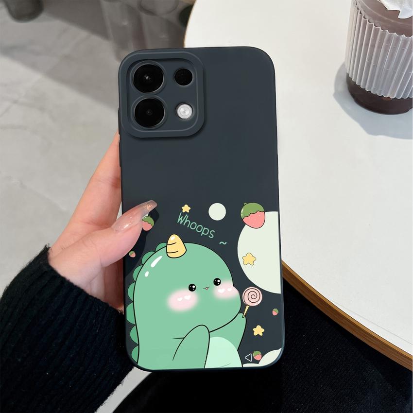 For Oppo Realme 7 10 8 9 5 6 Pro Plus K13 A5 A5X Phone Covers Cute Dinosaur Patterns Liquid Silicone Anti Drop Premium Protection Cases For Oppo Shell