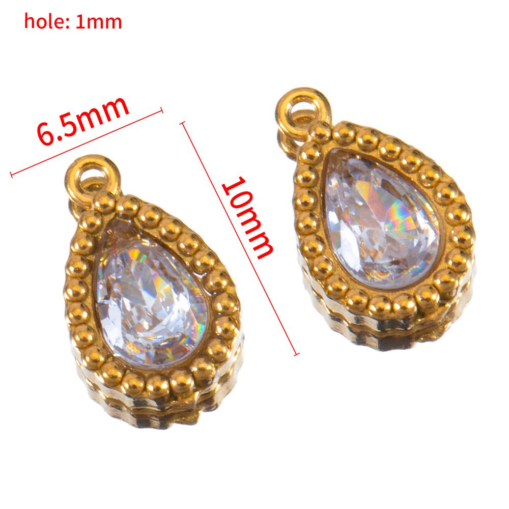 10pcs Stainless Steel Colorful Rhinestone Waterdrop Charms for Earrings Pendant Necklace DIY Jewelry Making Clothing Accessories